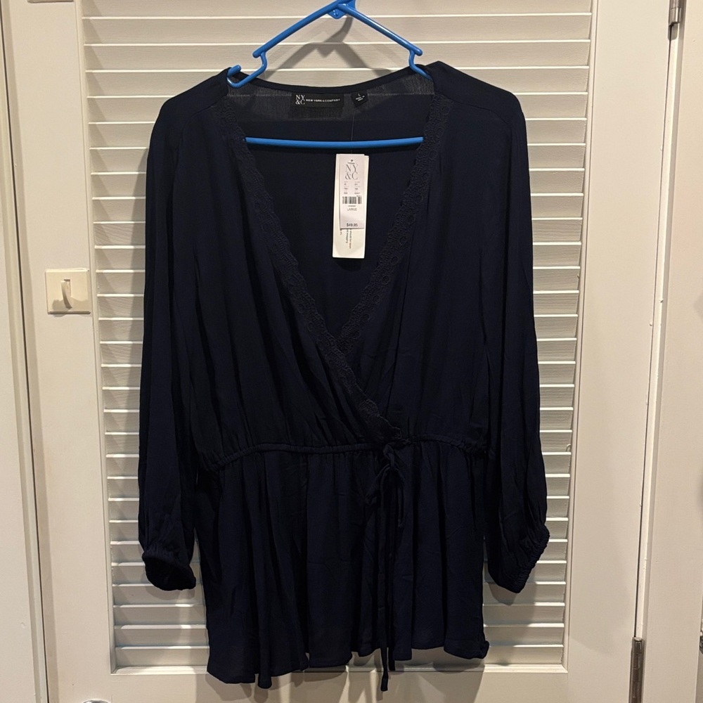 New York & Company Navy Blue Top. NWT